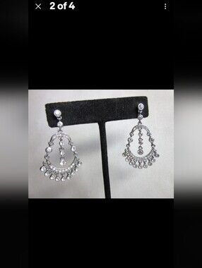 Monet Silver-tone Chandelier Rhinestone Earrings